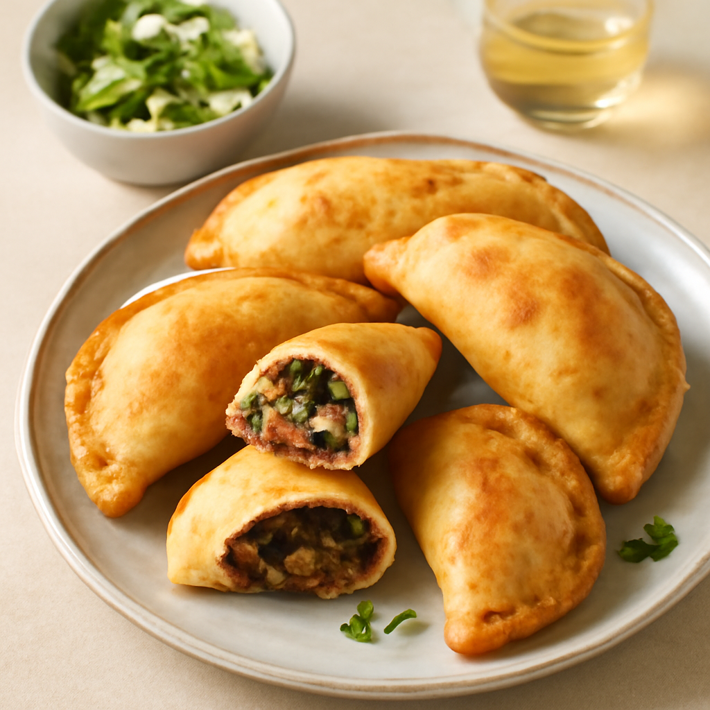 Panzerottini di semola rimacinata farciti con carne macinata e zucchine
