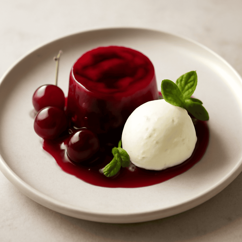 Aspic di ciliegie e gelato allo Yogurt