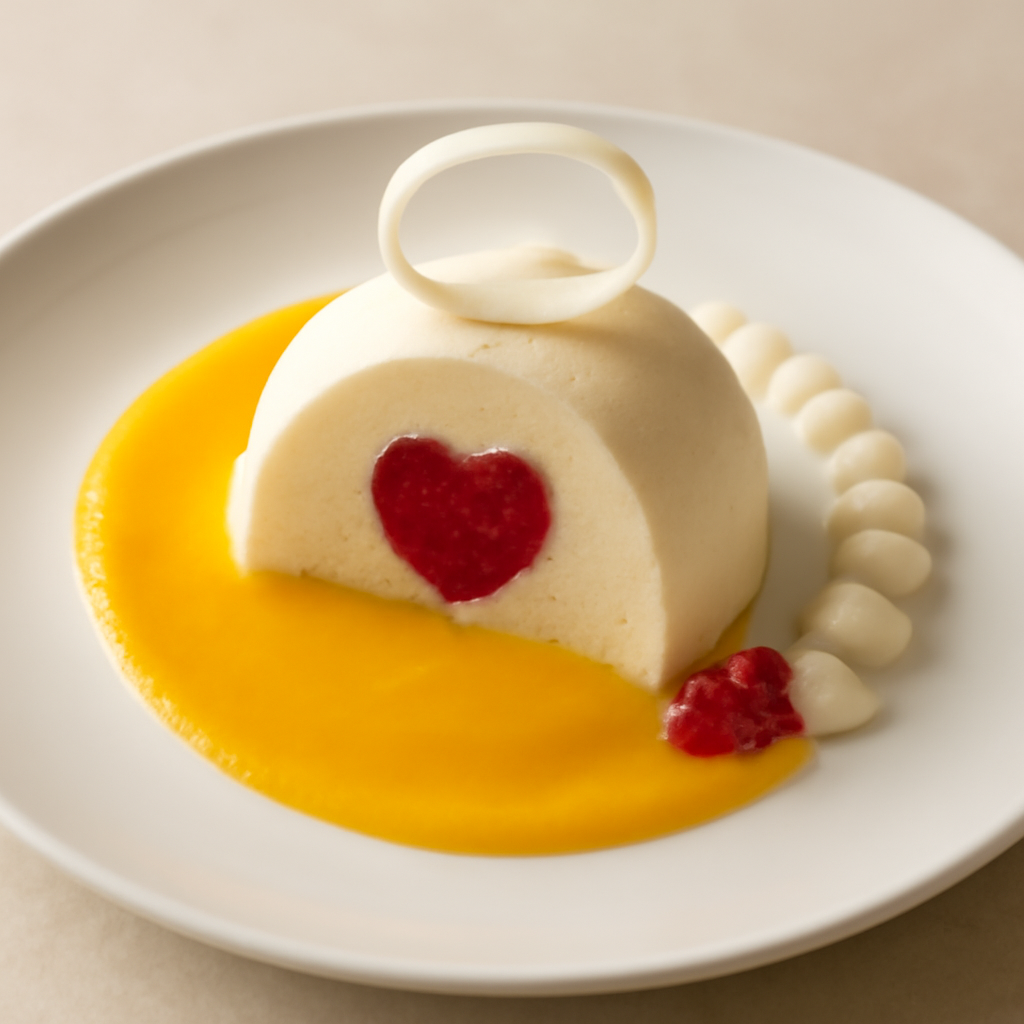 Bavarese al cioccococco con cuore di lampone