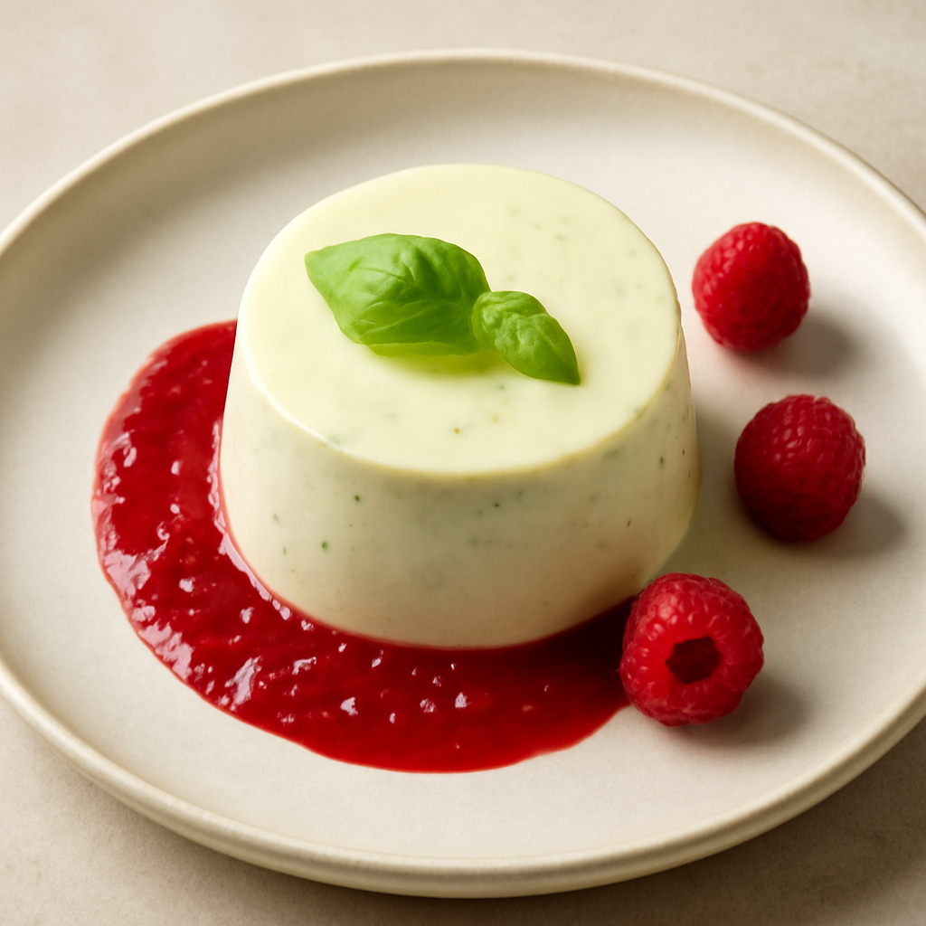 Bavarese al cioccolato bianco e basilico