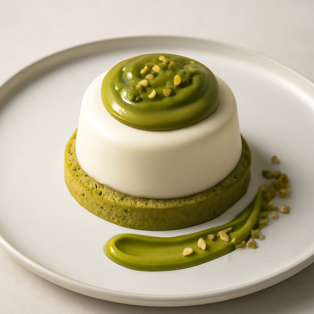 Bavarese al cioccolato bianco e ganache al pistacchio