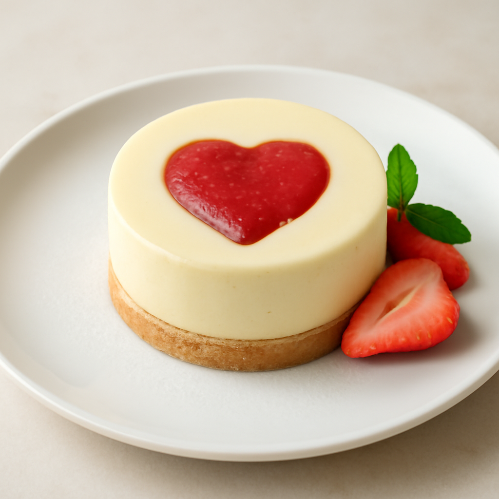 Bavarese con cuore alla fragola