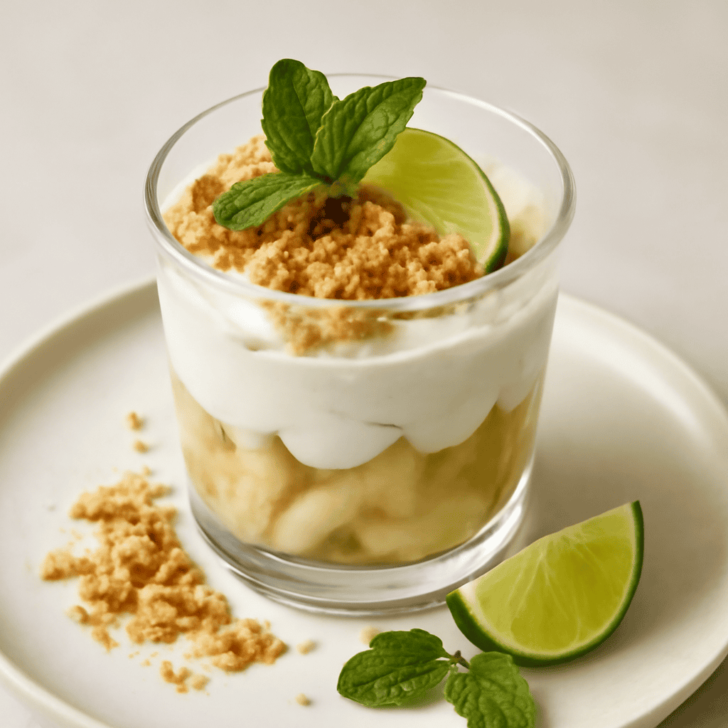 Bicchiere di ricotta e pere con menta e lime