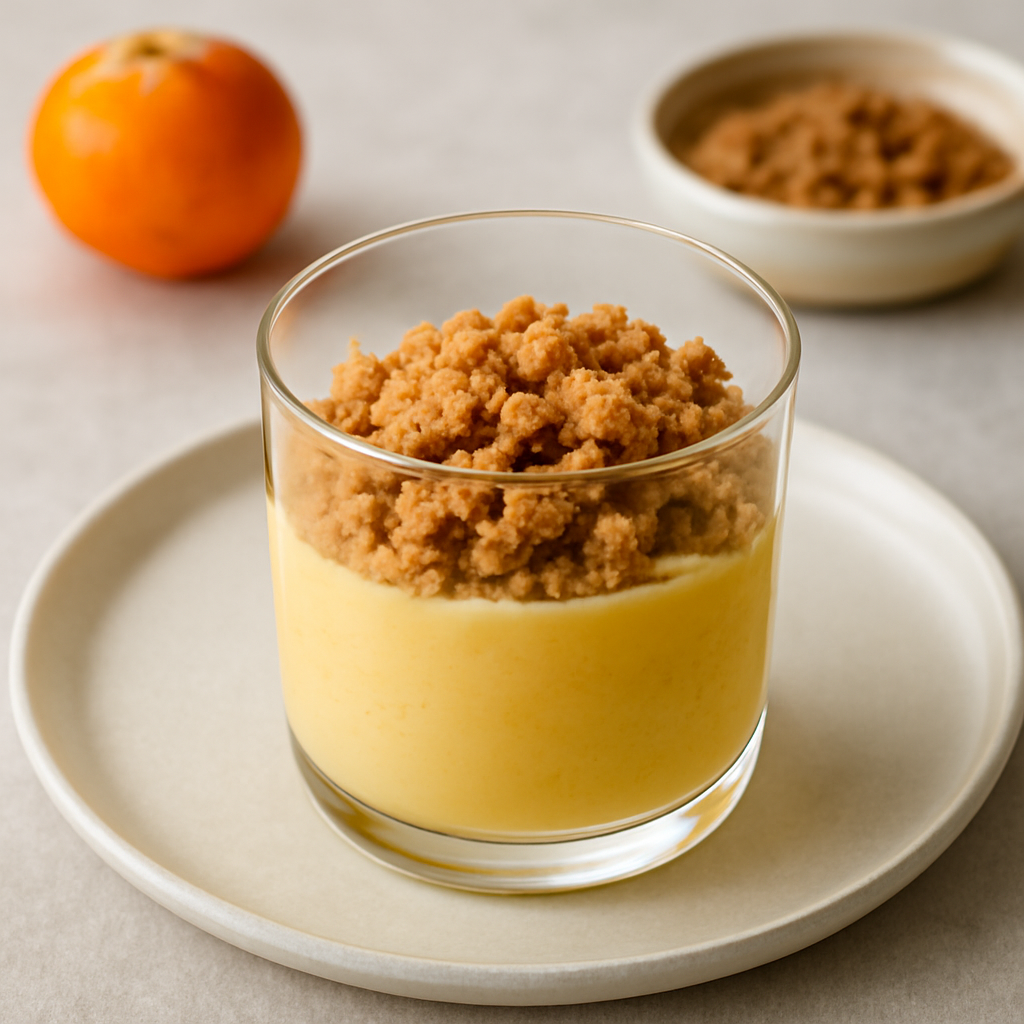 Bicchierino di crema al Mandarino con Crumble alla Noce Moscata