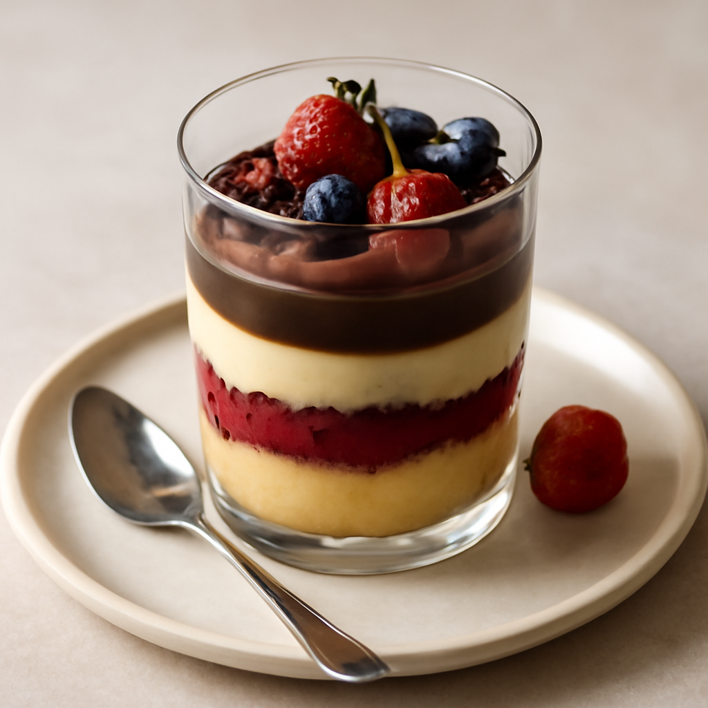 Bicchierino frutti di bosco, cioccolato e zafferano