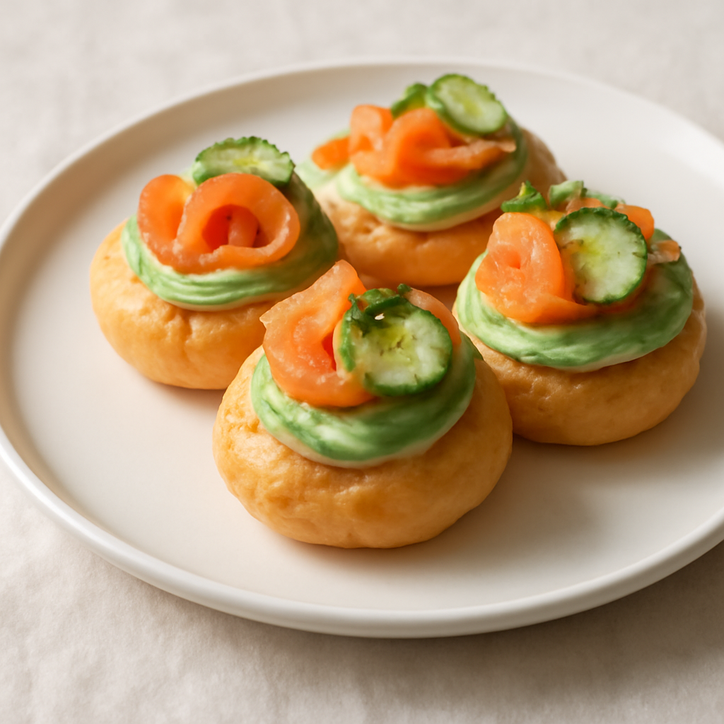 Bignè al salmone con mousse di avocado