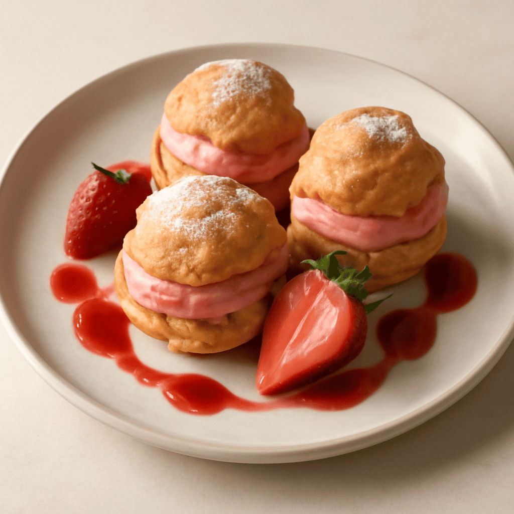 Bignè con crema alla fragola