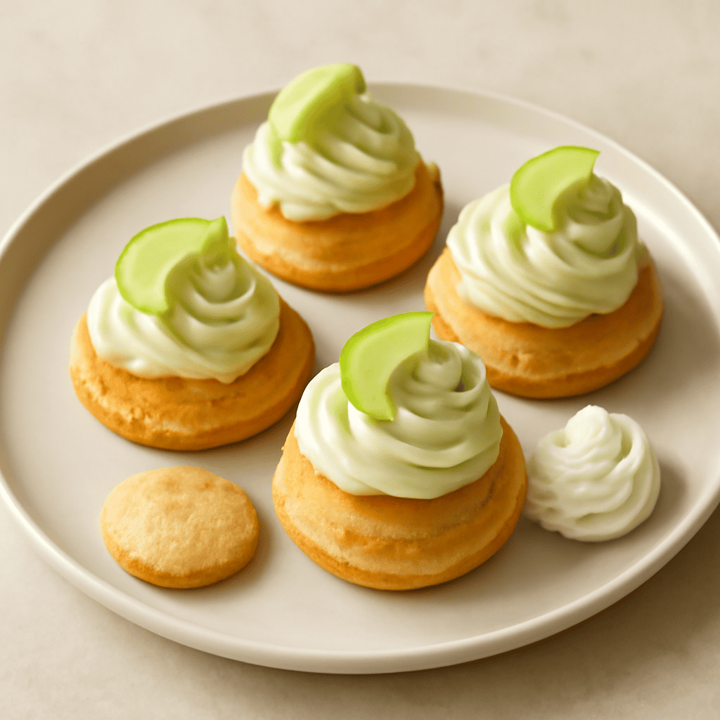 BIGNE’ CON FROLLA E CREMA CHANTILLY ALLA MELA VERDE