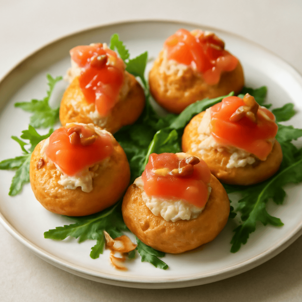 Bignè Gorgonzola Salmone e Noci
