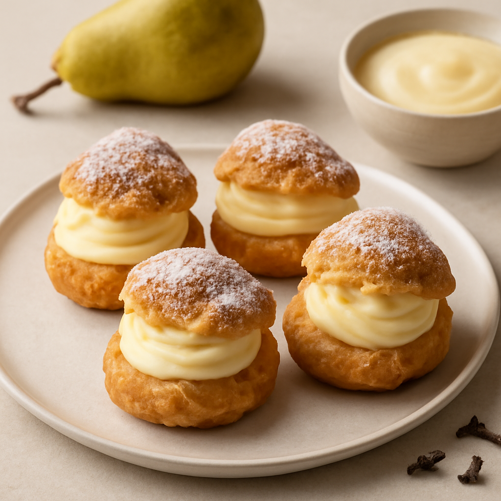 Bignè senza glutine con crema pera e limone