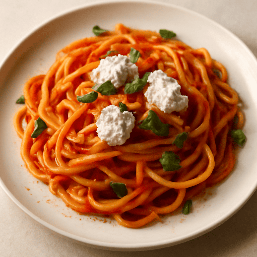 Bigoli in salsa di peperoni rossi