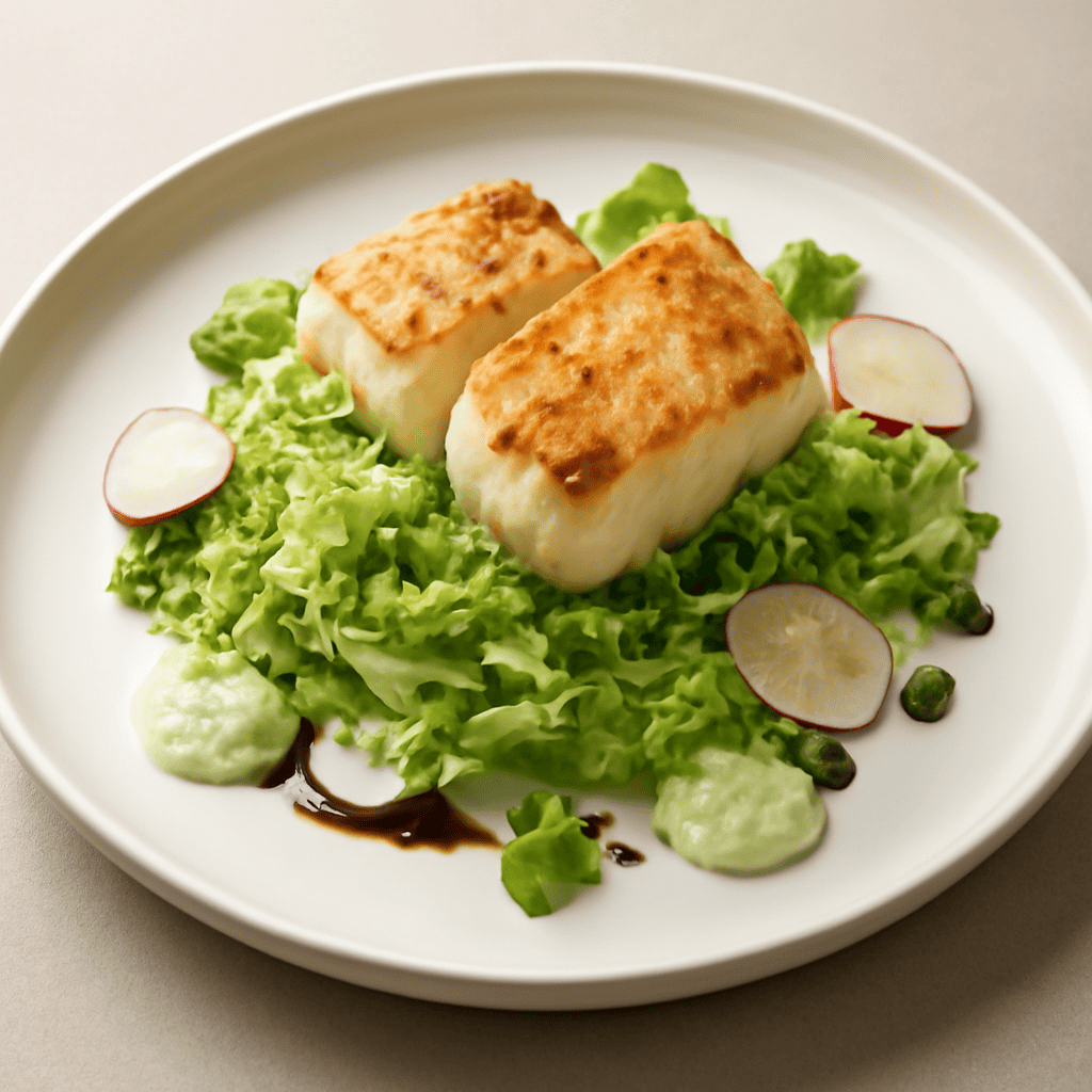 Bocconcini di Baccalà scottato su insalatina di verza al Balsamico e Maionese al Prezzemolo