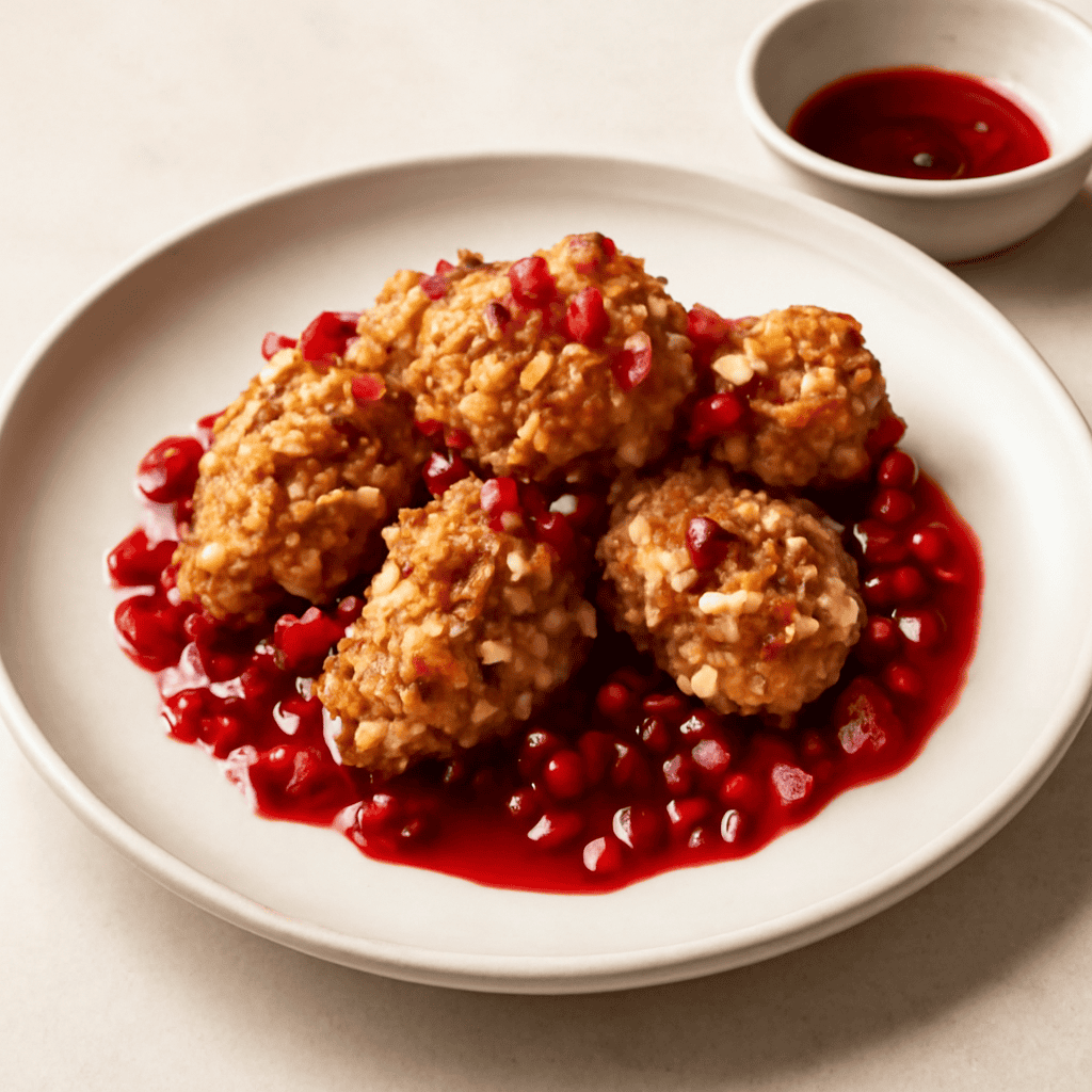 Bocconcini di pollo alle nocciole con salsa alla melagrana