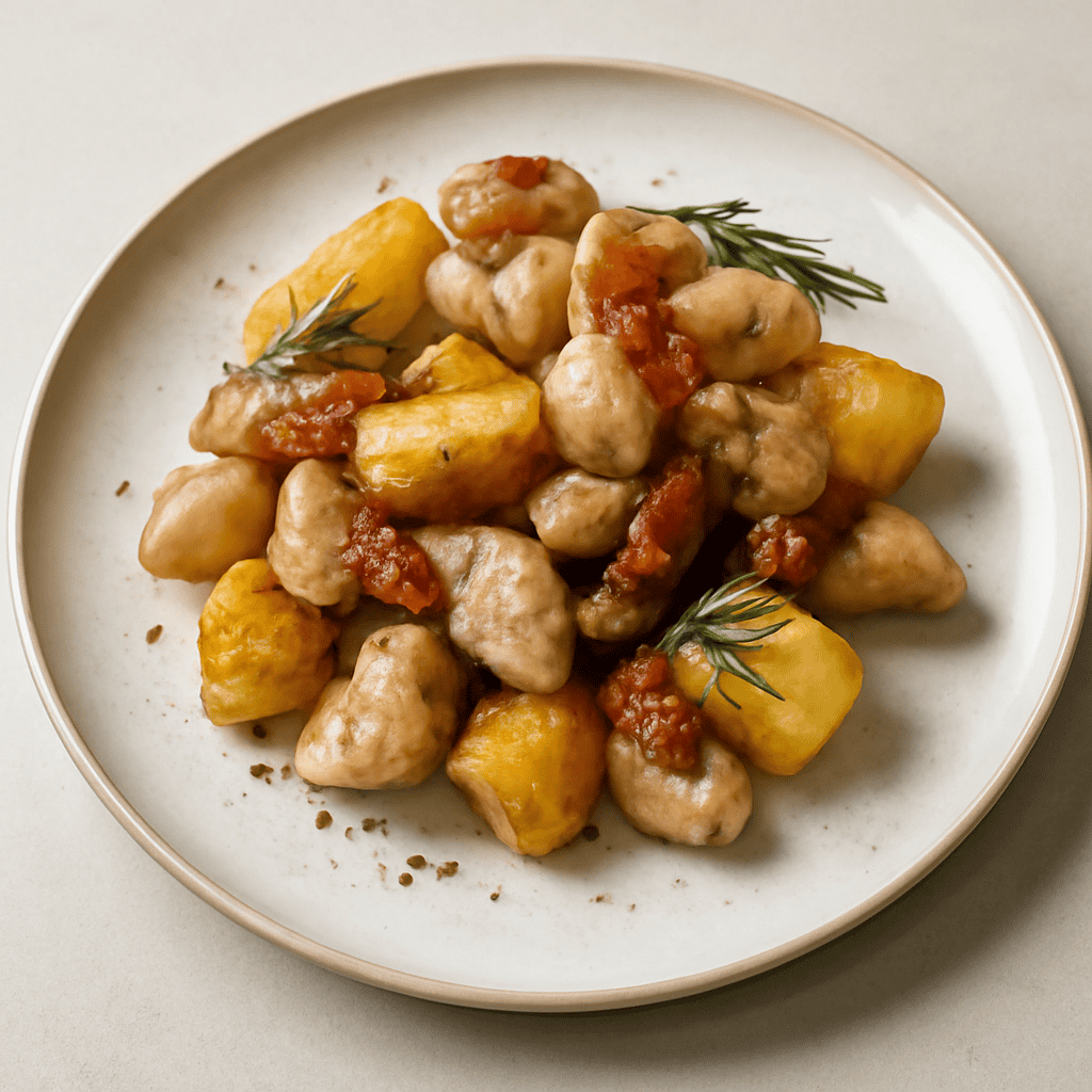 bocconcini di tacchino e patate sopra al guanciale