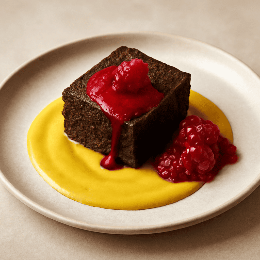 CAKE AL PEPE NERO CURRY E SALSA AI LAMPONI