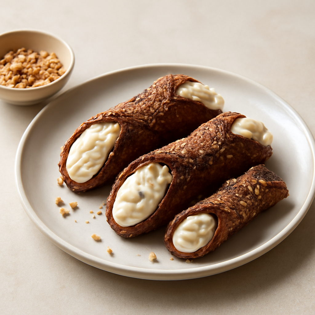 cannoli ripieni con crema al cioccolato bianco