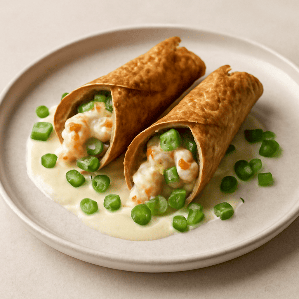 Cannoli ripieni di gamberi scottati