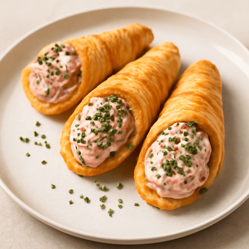 CANNONCINI CON MOUSSE DI PROSCIUTTO CRUDO, PECORINO ED ERBA CIPOLLINA