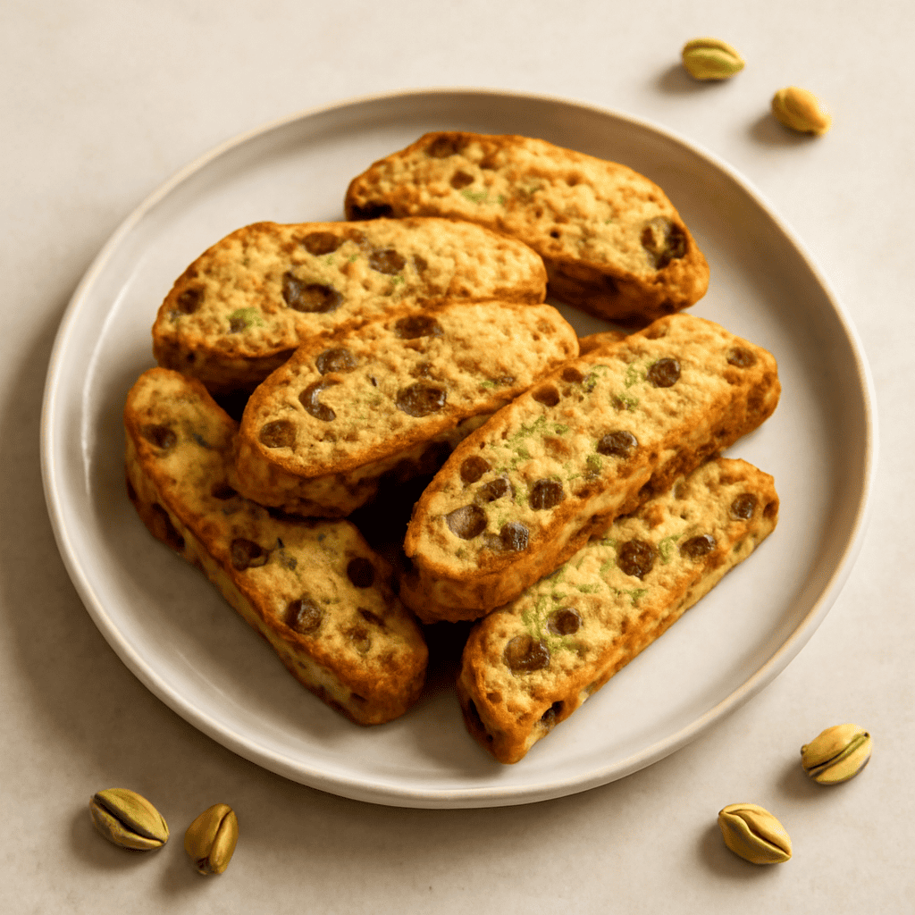 Cantucci con cioccolato e pistacchi