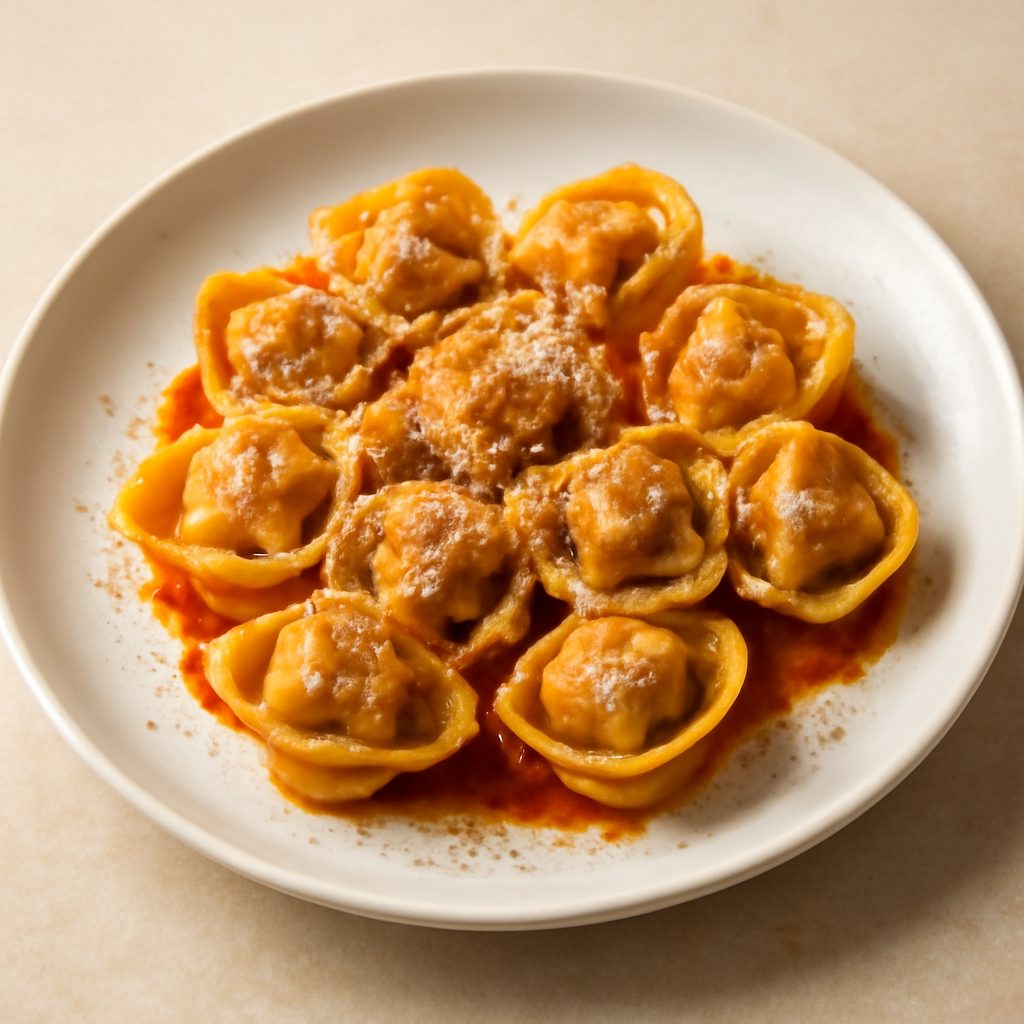 cappellacci ripieni di carne e ventricina.