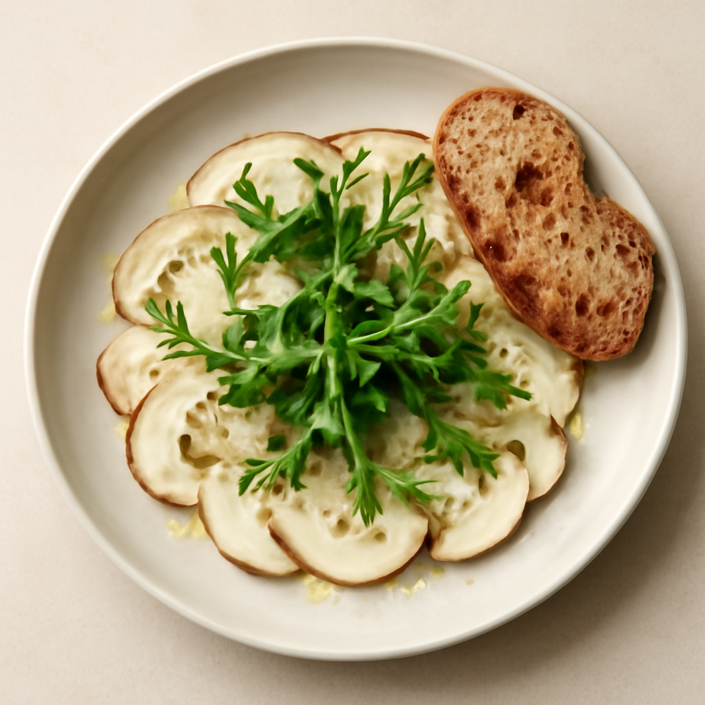 carpaccio di funghi porcini con crostini di pane al castagno