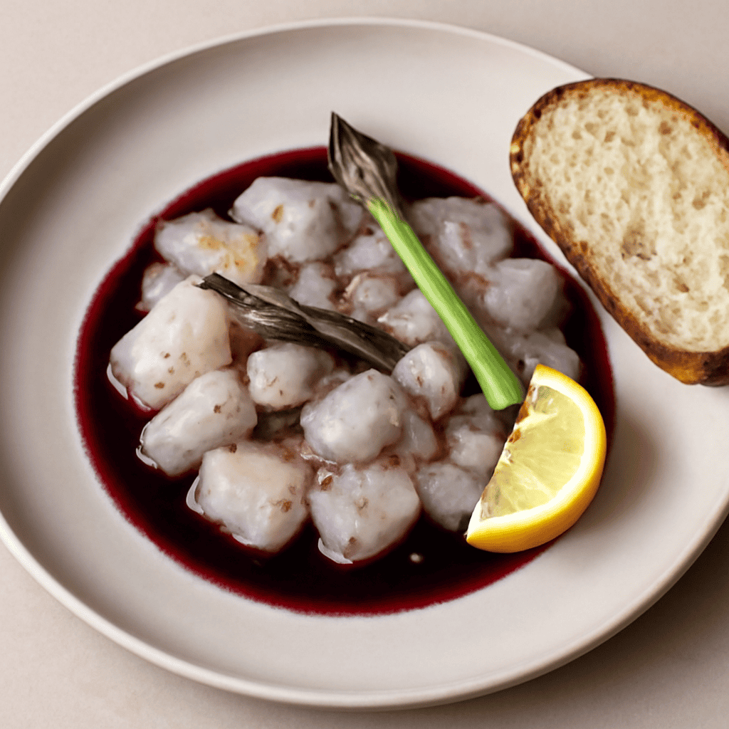 Carpaccio di Rana Pescatrice al succo di mirtilli e vermouth