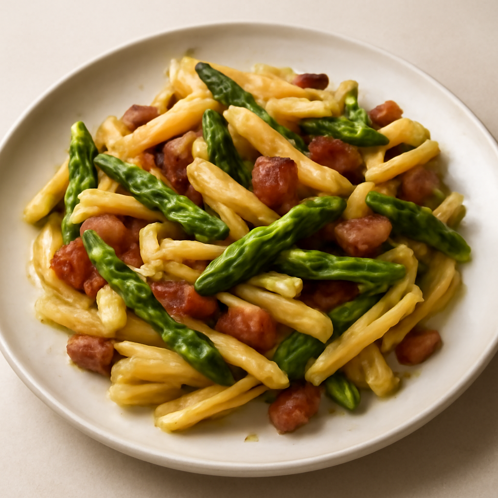 Caserecce guanciale e asparagi