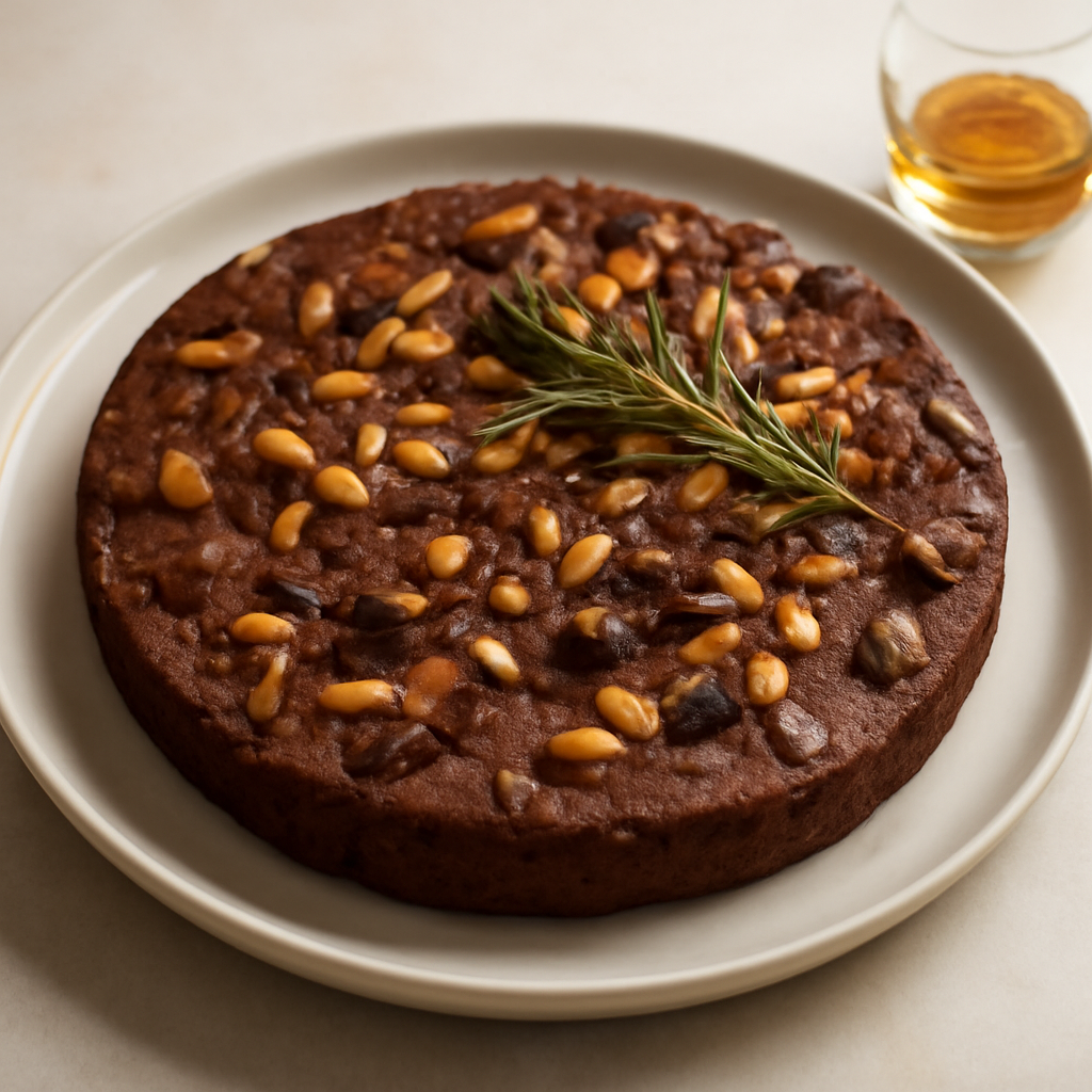 Castagnaccio con pinoli arancia e vino dolce