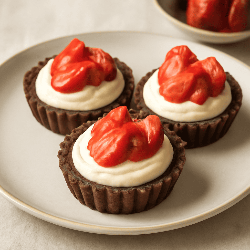 Cestini di frolla al cacao con crema mascarpone e fragole