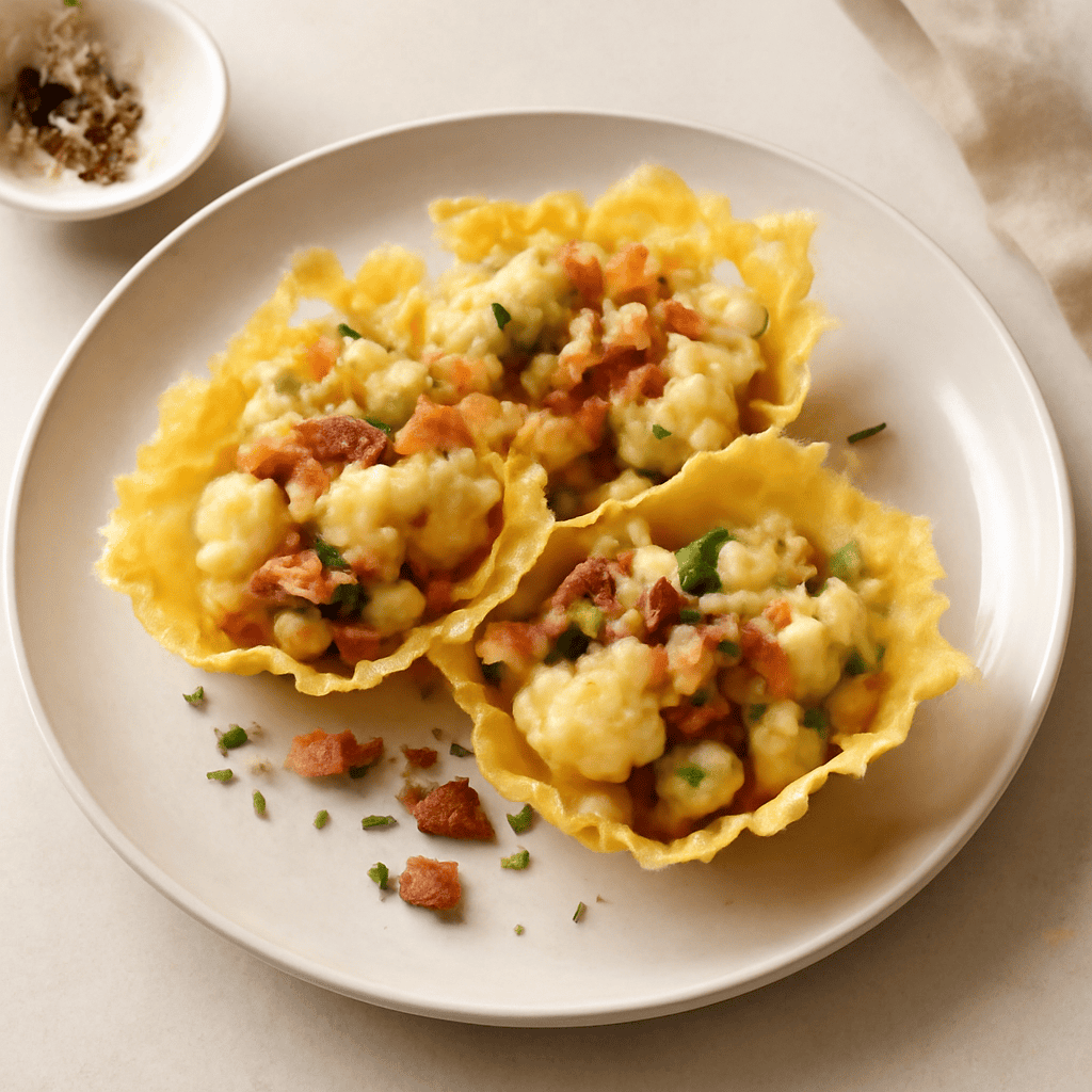 Cestini di grana con cavolfiore e pancetta