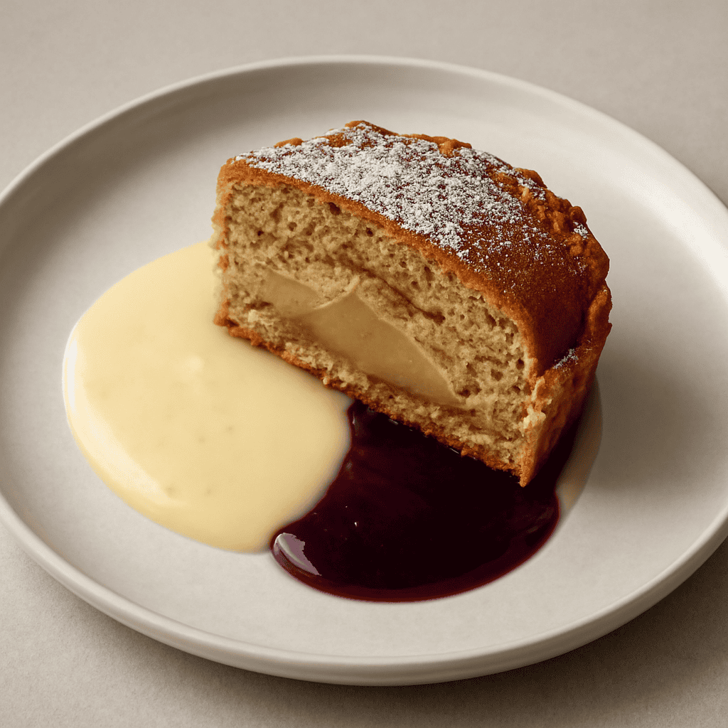 Cestino con torta di nocciole e pere