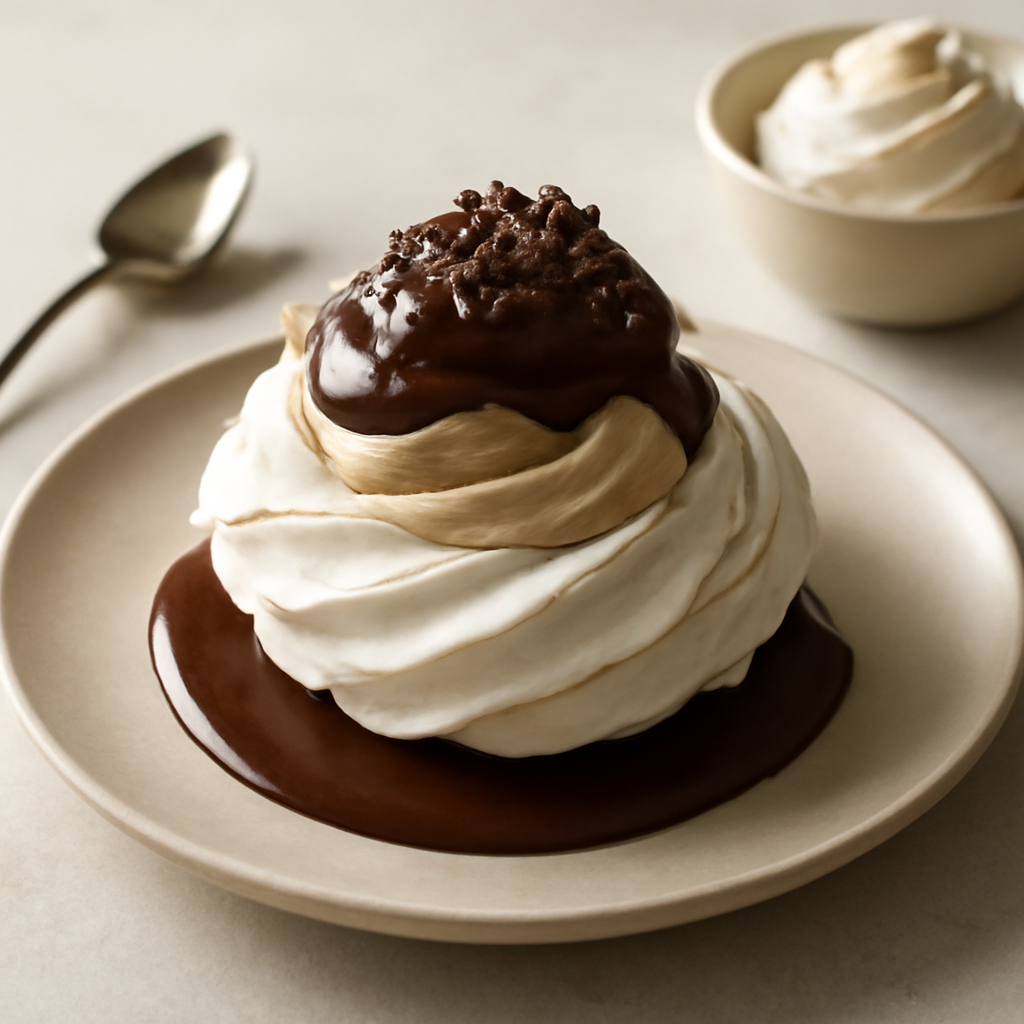 Cestino di meringa con mousse al caffè e ganache al cioccolato