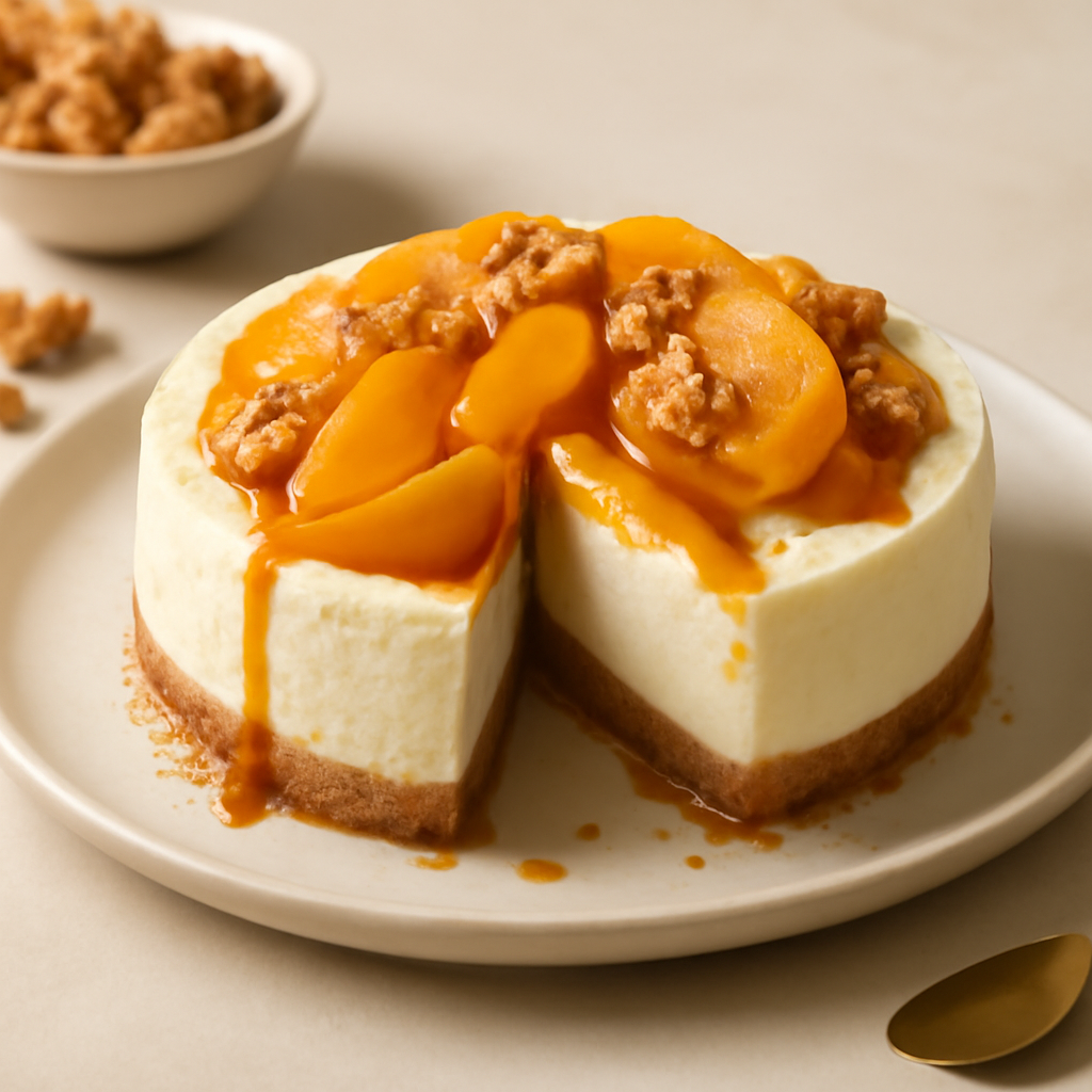 Cheescake amaretti, ricotta e pesche
