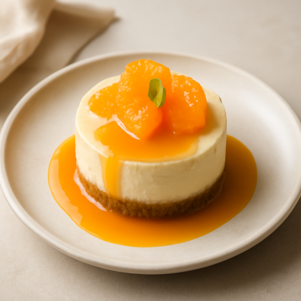 Cheesecake con coulis di mandarino