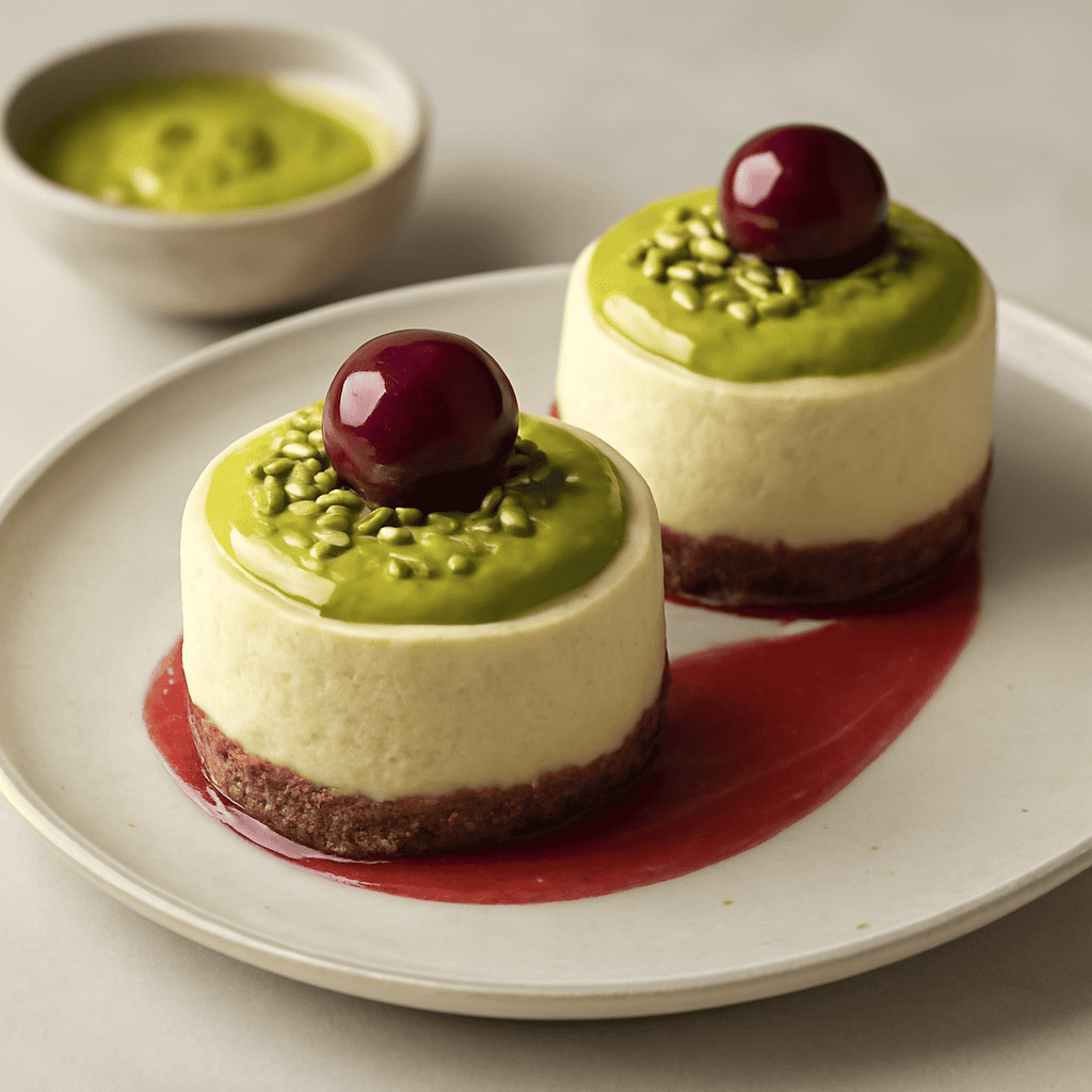 Cheesecake con crema inglese al pistacchio