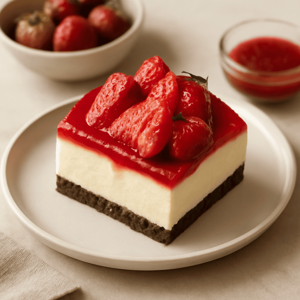 Cheesecake con gelatina di fragole
