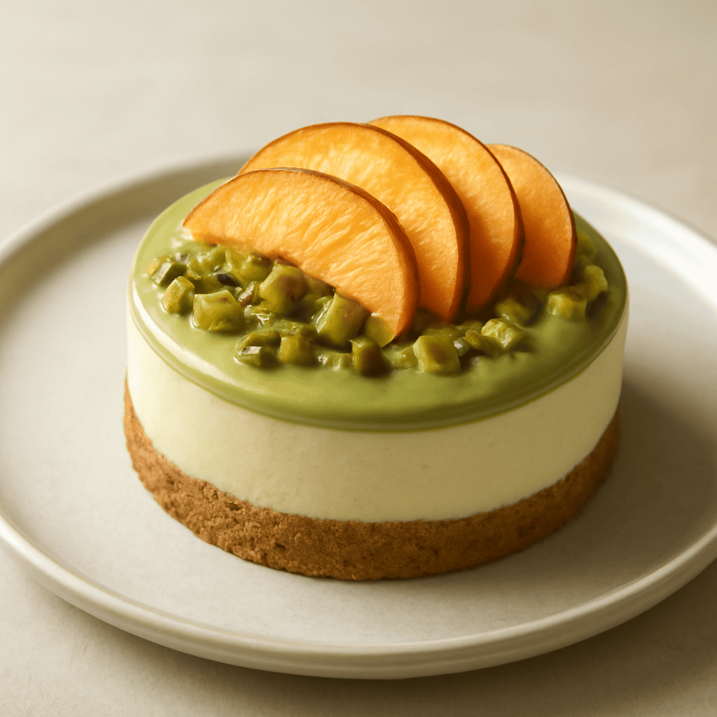 Cheesecake pesche e pistacchio