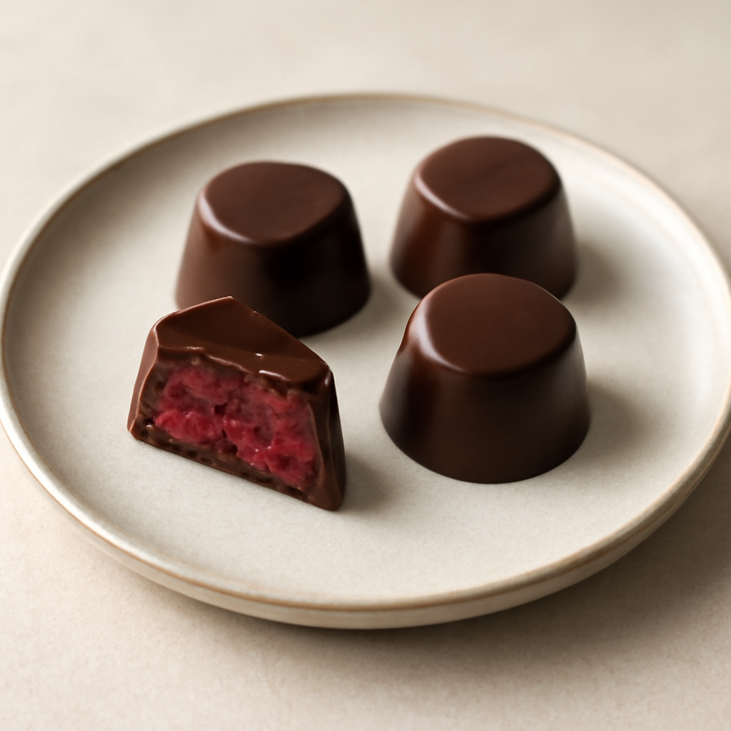 cioccolatini con ganache ai frutti di bosco