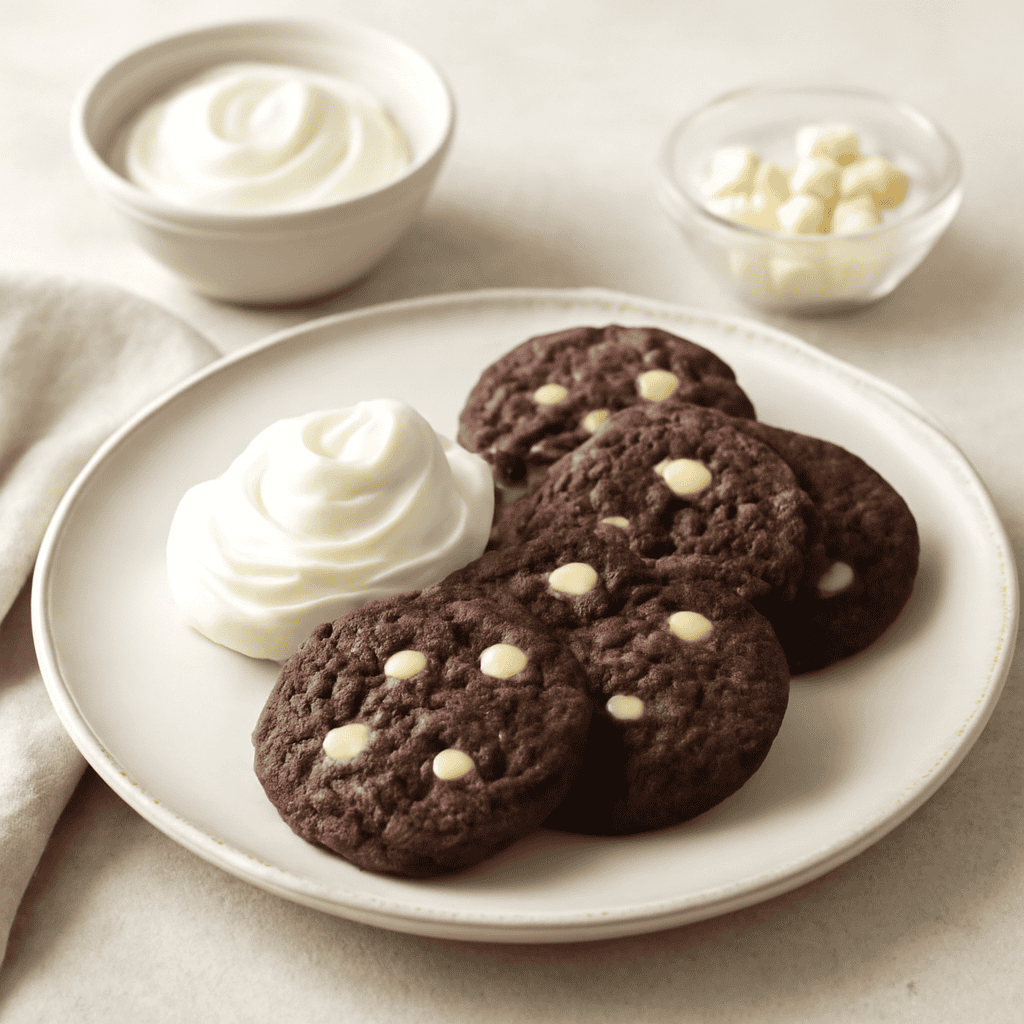 cookies al cacao e zenzero con gocce di cioccolato bianco