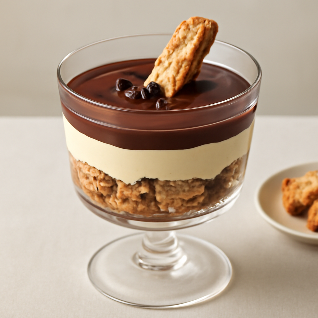 Coppa al cioccolato con crema al mascarpone e cantuccini al rum