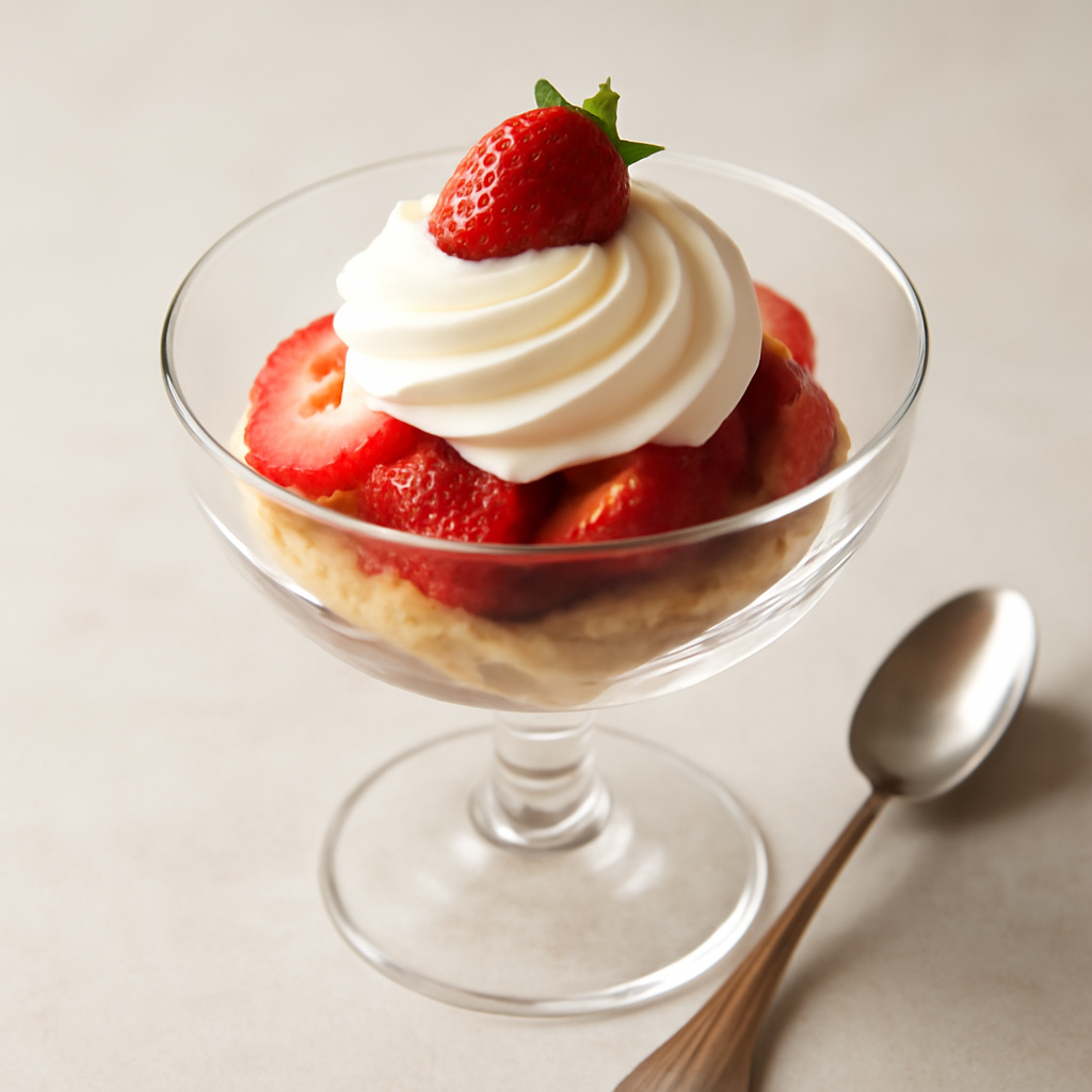 Coppa con crema Chantilly e fragole