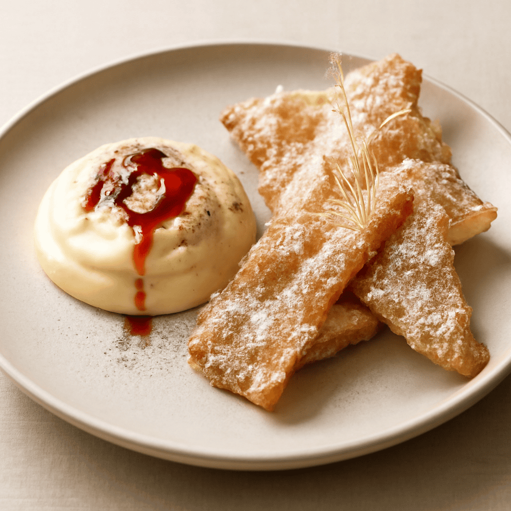 Crema al mascarpone con chiacchiere all’alkermes