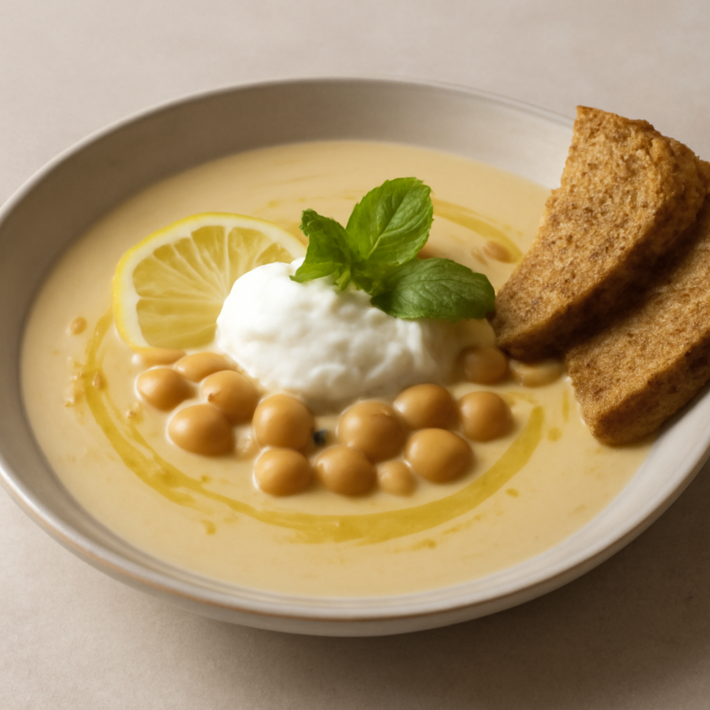 Crema di ceci, yogurt, limone e menta