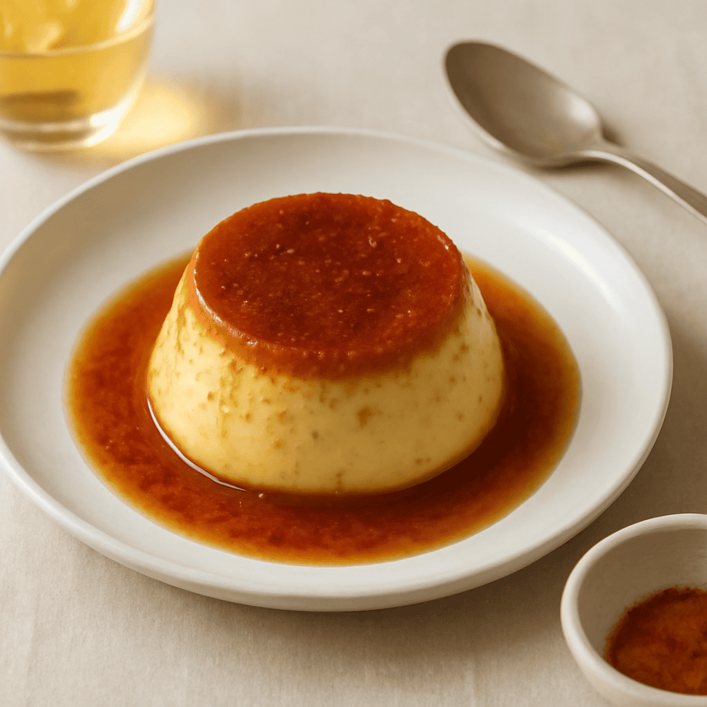 Creme caramel alla paprika con caramellizzazione al vinsanto