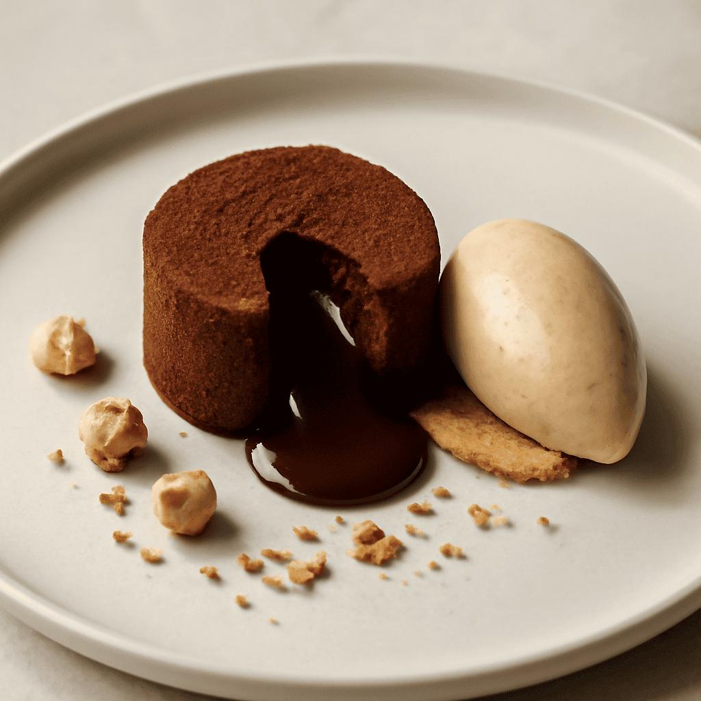 Cremoso al cioccolato e nocciola con cuore di ganache fondente