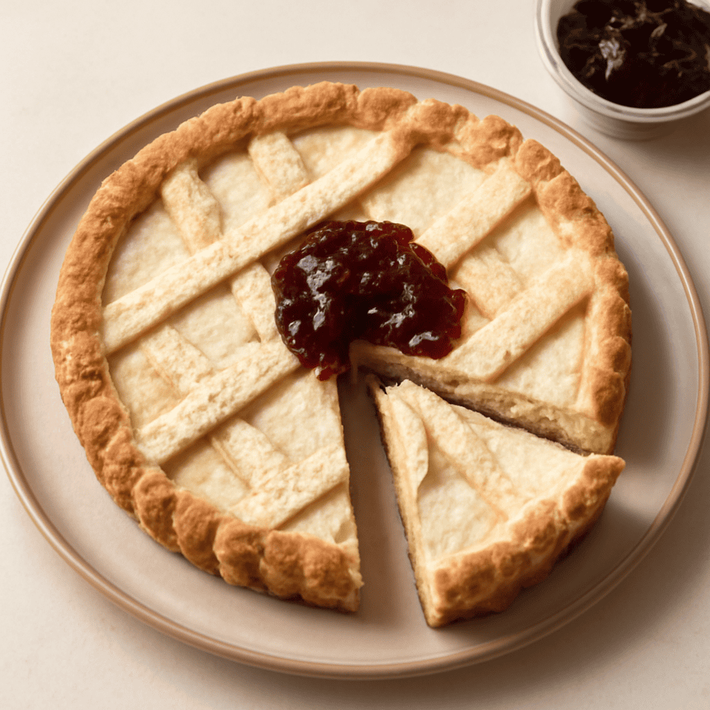 Crostata di ricotta con zenzero,cannella e confettura di visciole