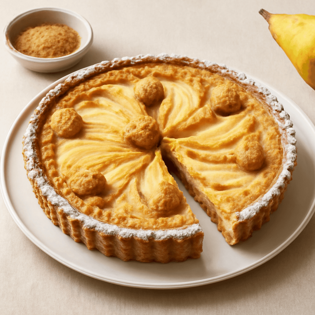 Crostata frangipane con pere e amaretti