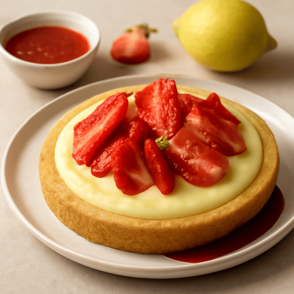 Crostata morbida con crema di limone e fragole
