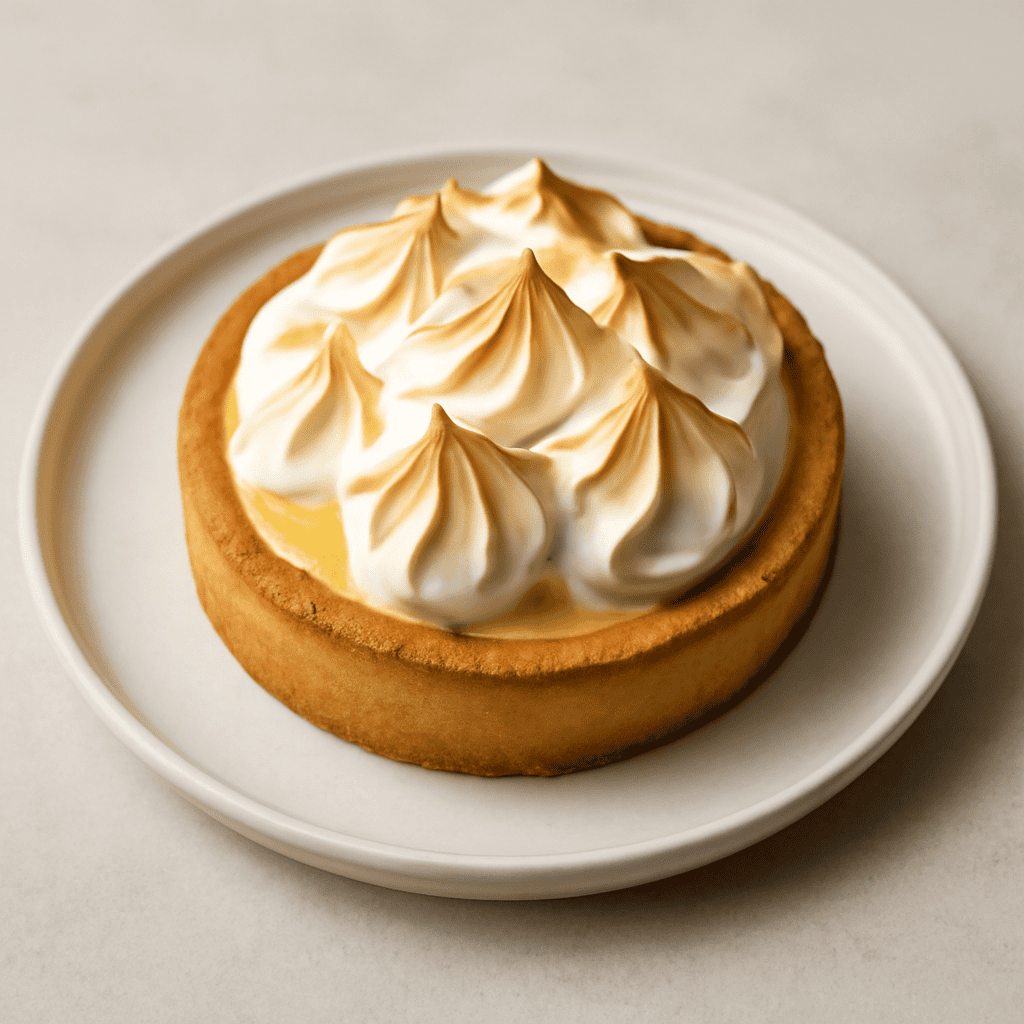 Crostata sablè con crema chibouste e meringa italiana fiammeggiata