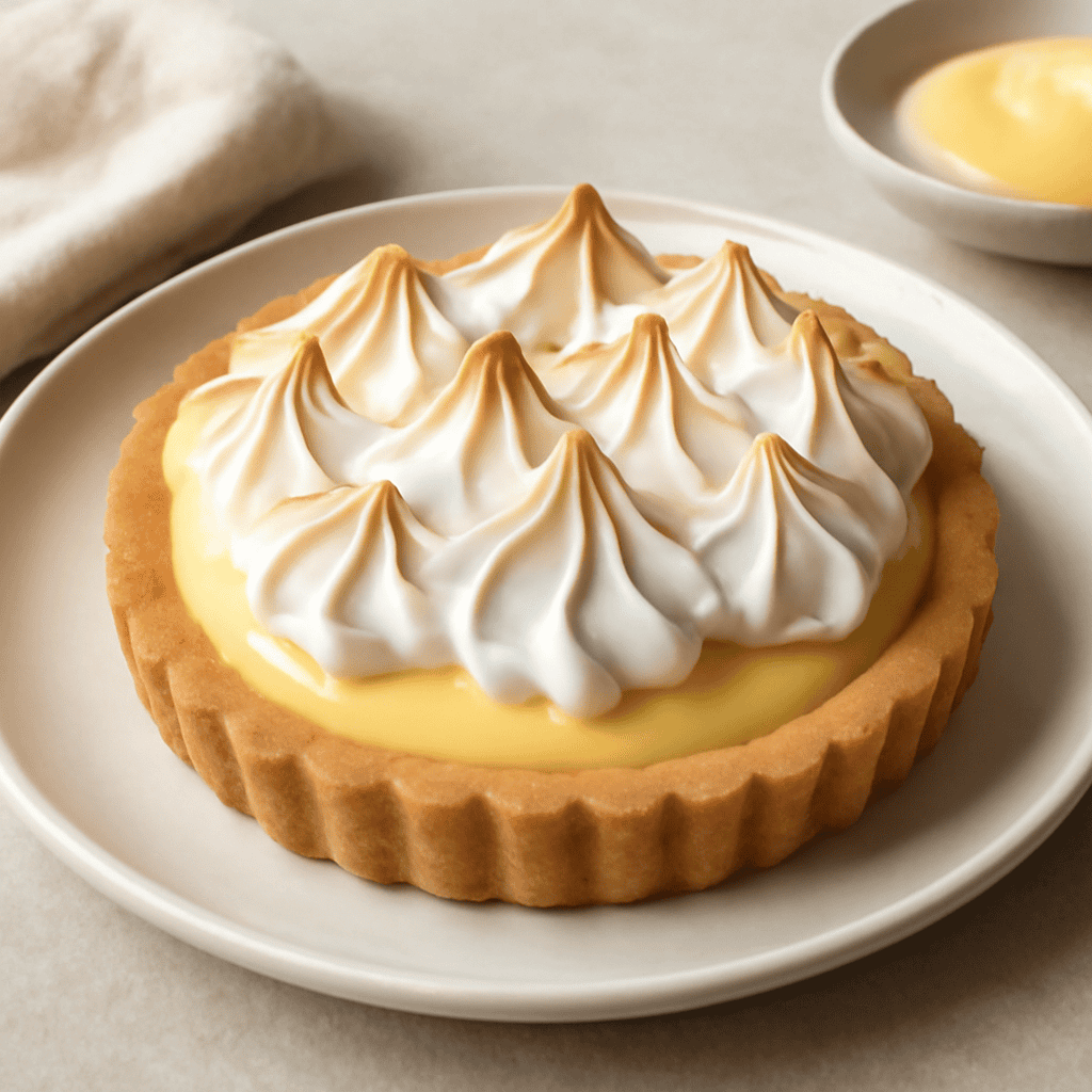 Crostata sablè con crema chibouste e meringa italiana fiammeggiata
